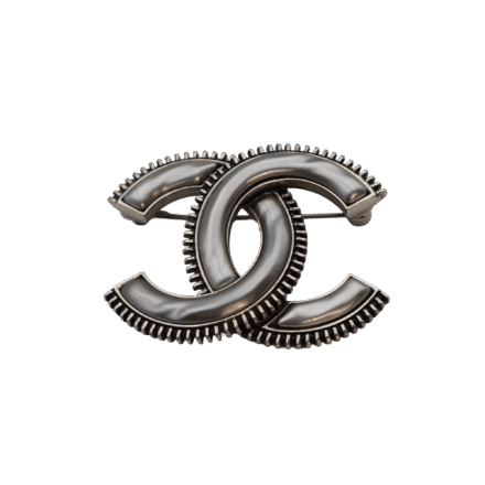 Broche Chanel - Duplo C prateado